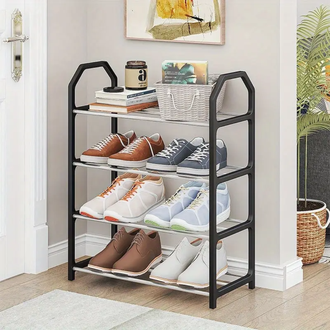 4-Layer Space-Saving Shoe Rack | Portable Dustproof Shoe Organizer With Cover | Closet & Home Shoe Stand | Random Colour